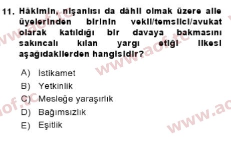 2018 Adalet Meslek Etiği Final 11. Çıkmış Sınav Sorusu