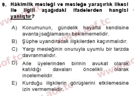 2018 Adalet Meslek Etiği Final 9. Çıkmış Sınav Sorusu