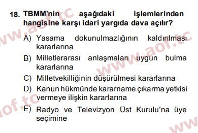 2014 İdari Yargı Arasınav 18. Çıkmış Sınav Sorusu