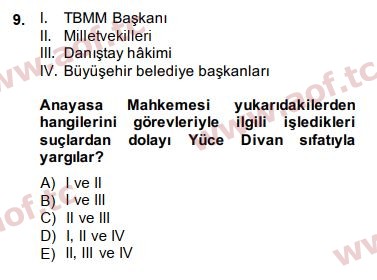 2015 İdari Yargı Arasınav 9. Çıkmış Sınav Sorusu