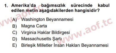 2016 İnsan Hakları ve Kamu Özgürlükleri Final 1. Çıkmış Sınav Sorusu