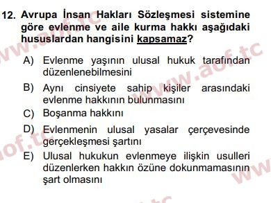 2016 İnsan Hakları ve Kamu Özgürlükleri Final 12. Çıkmış Sınav Sorusu