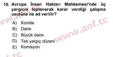 2016 İnsan Hakları ve Kamu Özgürlükleri Final 15. Çıkmış Sınav Sorusu