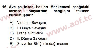 2016 İnsan Hakları ve Kamu Özgürlükleri Final 16. Çıkmış Sınav Sorusu