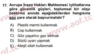 2016 İnsan Hakları ve Kamu Özgürlükleri Final 17. Çıkmış Sınav Sorusu