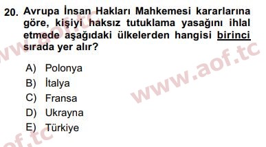2016 İnsan Hakları ve Kamu Özgürlükleri Final 20. Çıkmış Sınav Sorusu