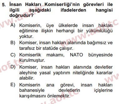 2016 İnsan Hakları ve Kamu Özgürlükleri Final 5. Çıkmış Sınav Sorusu