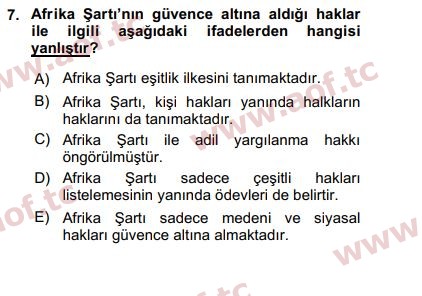 2016 İnsan Hakları ve Kamu Özgürlükleri Final 7. Çıkmış Sınav Sorusu