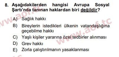 2016 İnsan Hakları ve Kamu Özgürlükleri Final 8. Çıkmış Sınav Sorusu