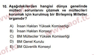 2017 İnsan Hakları ve Kamu Özgürlükleri Arasınav 10. Çıkmış Sınav Sorusu