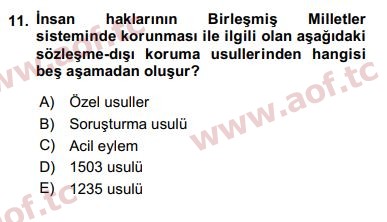 2017 İnsan Hakları ve Kamu Özgürlükleri Arasınav 11. Çıkmış Sınav Sorusu