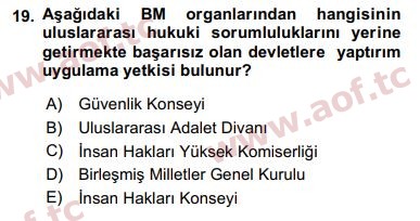 2017 İnsan Hakları ve Kamu Özgürlükleri Arasınav 19. Çıkmış Sınav Sorusu