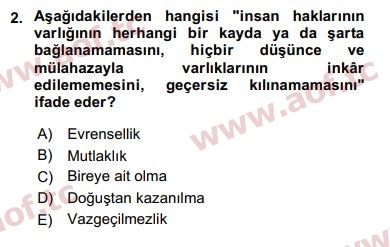 2017 İnsan Hakları ve Kamu Özgürlükleri Arasınav 2. Çıkmış Sınav Sorusu