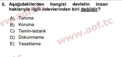 2017 İnsan Hakları ve Kamu Özgürlükleri Arasınav 5. Çıkmış Sınav Sorusu