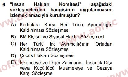 2017 İnsan Hakları ve Kamu Özgürlükleri Arasınav 6. Çıkmış Sınav Sorusu