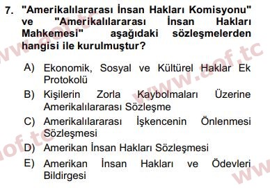 2017 İnsan Hakları ve Kamu Özgürlükleri Arasınav 7. Çıkmış Sınav Sorusu