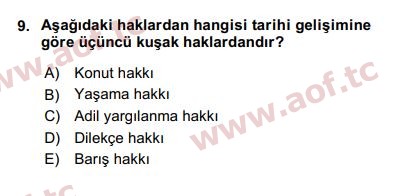 2017 İnsan Hakları ve Kamu Özgürlükleri Arasınav 9. Çıkmış Sınav Sorusu