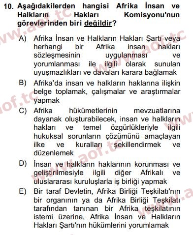 2017 İnsan Hakları ve Kamu Özgürlükleri Final 10. Çıkmış Sınav Sorusu