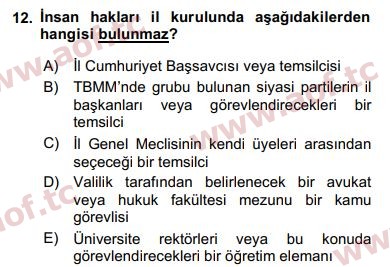 2017 İnsan Hakları ve Kamu Özgürlükleri Final 12. Çıkmış Sınav Sorusu