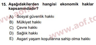 2017 İnsan Hakları ve Kamu Özgürlükleri Final 15. Çıkmış Sınav Sorusu