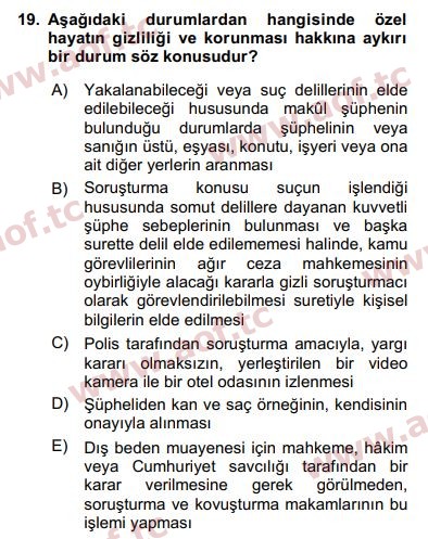 2017 İnsan Hakları ve Kamu Özgürlükleri Final 19. Çıkmış Sınav Sorusu