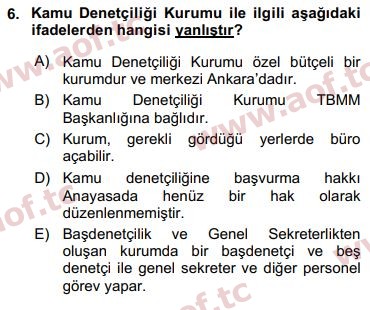 2017 İnsan Hakları ve Kamu Özgürlükleri Final 6. Çıkmış Sınav Sorusu