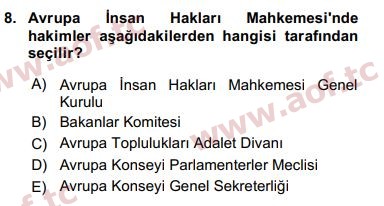 2017 İnsan Hakları ve Kamu Özgürlükleri Final 8. Çıkmış Sınav Sorusu
