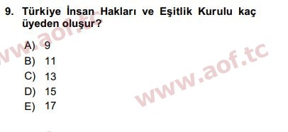 2017 İnsan Hakları ve Kamu Özgürlükleri Final 9. Çıkmış Sınav Sorusu