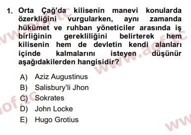 2018 İnsan Hakları ve Kamu Özgürlükleri Arasınav 1. Çıkmış Sınav Sorusu