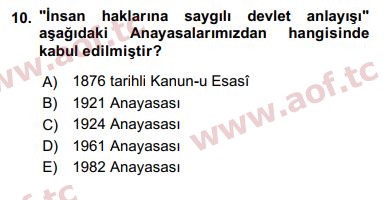 2018 İnsan Hakları ve Kamu Özgürlükleri Arasınav 10. Çıkmış Sınav Sorusu