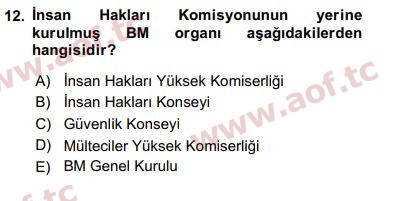 2018 İnsan Hakları ve Kamu Özgürlükleri Arasınav 12. Çıkmış Sınav Sorusu