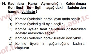 2018 İnsan Hakları ve Kamu Özgürlükleri Arasınav 14. Çıkmış Sınav Sorusu