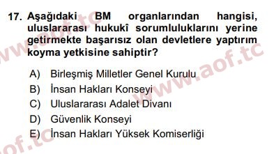 2018 İnsan Hakları ve Kamu Özgürlükleri Arasınav 17. Çıkmış Sınav Sorusu