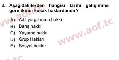 2018 İnsan Hakları ve Kamu Özgürlükleri Arasınav 4. Çıkmış Sınav Sorusu