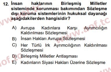 2019 İnsan Hakları ve Kamu Özgürlükleri Arasınav 12. Çıkmış Sınav Sorusu