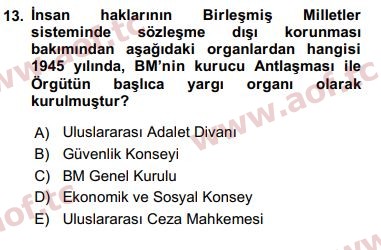 2019 İnsan Hakları ve Kamu Özgürlükleri Arasınav 13. Çıkmış Sınav Sorusu