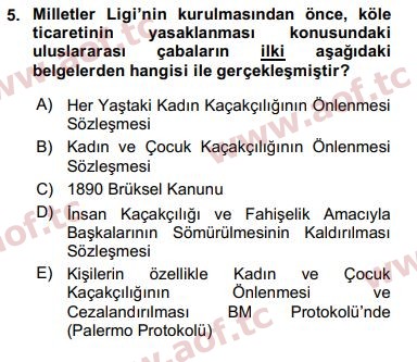 2019 İnsan Hakları ve Kamu Özgürlükleri Arasınav 5. Çıkmış Sınav Sorusu