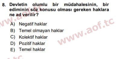 2019 İnsan Hakları ve Kamu Özgürlükleri Arasınav 8. Çıkmış Sınav Sorusu