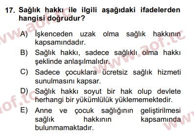 2019 İnsan Hakları ve Kamu Özgürlükleri Final 17. Çıkmış Sınav Sorusu