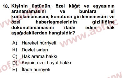 2019 İnsan Hakları ve Kamu Özgürlükleri Final 18. Çıkmış Sınav Sorusu