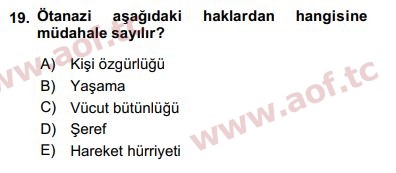 2019 İnsan Hakları ve Kamu Özgürlükleri Final 19. Çıkmış Sınav Sorusu