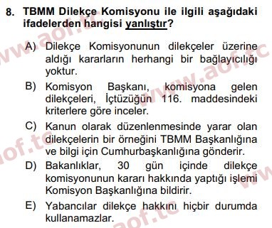 2019 İnsan Hakları ve Kamu Özgürlükleri Final 8. Çıkmış Sınav Sorusu