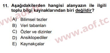 2016 Sosyal Bilimlerde Araştırma Yöntemleri Arasınav 11. Çıkmış Sınav Sorusu