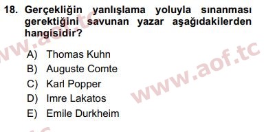 2016 Sosyal Bilimlerde Araştırma Yöntemleri Arasınav 18. Çıkmış Sınav Sorusu