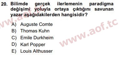 2016 Sosyal Bilimlerde Araştırma Yöntemleri Arasınav 20. Çıkmış Sınav Sorusu