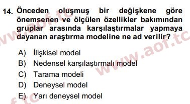 2017 Sosyal Bilimlerde Araştırma Yöntemleri Arasınav 14. Çıkmış Sınav Sorusu