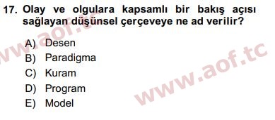 2017 Sosyal Bilimlerde Araştırma Yöntemleri Arasınav 17. Çıkmış Sınav Sorusu