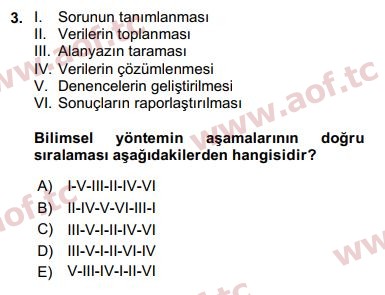 2017 Sosyal Bilimlerde Araştırma Yöntemleri Arasınav 3. Çıkmış Sınav Sorusu