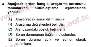 2017 Sosyal Bilimlerde Araştırma Yöntemleri Arasınav 4. Çıkmış Sınav Sorusu