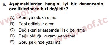 2017 Sosyal Bilimlerde Araştırma Yöntemleri Arasınav 5. Çıkmış Sınav Sorusu